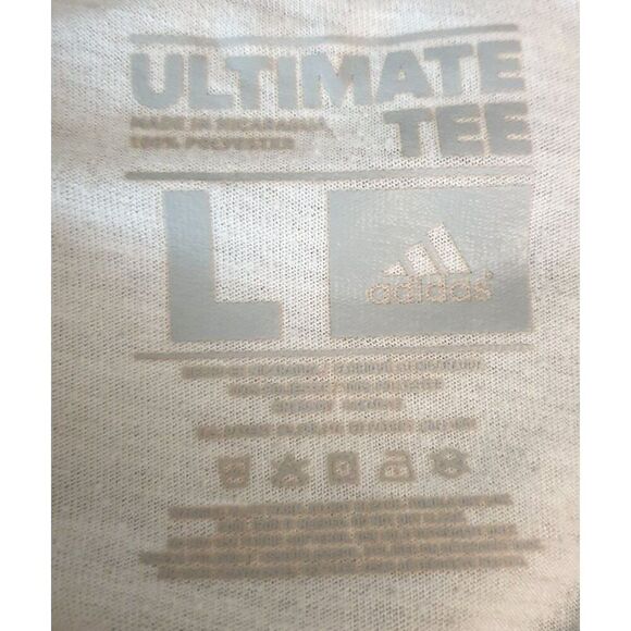 Adidas Mens Ultimate Tee Lg White V-Neck Climalite SS Versatile Sporty Athletic - Picture 3 of 5